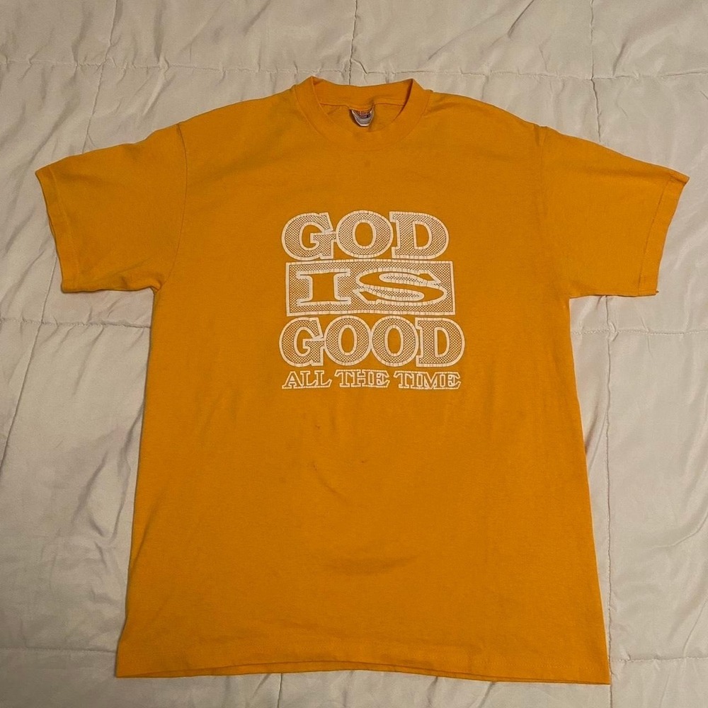 Vintage yellow God is‎ good Jesus t-shirt M